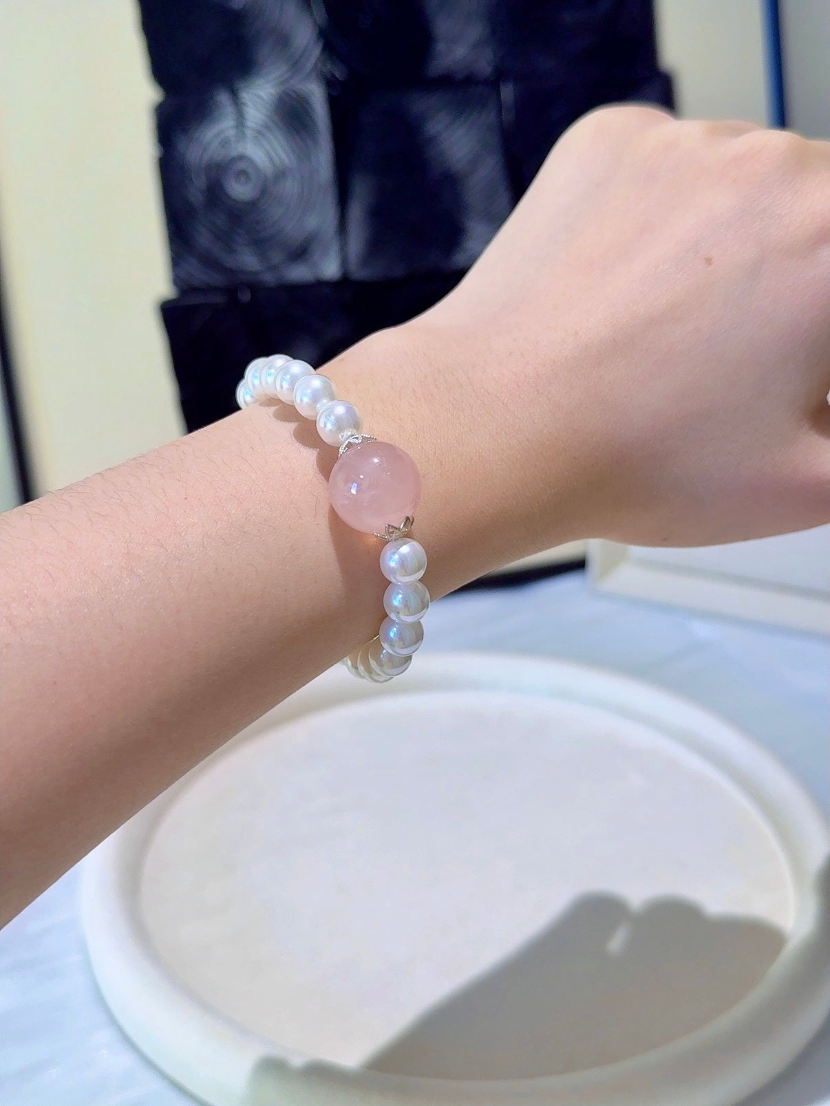 ▫️▪️ Pink crystal bead bracelet